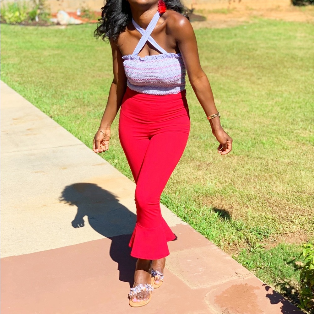 Red Pants Flared - Capris style